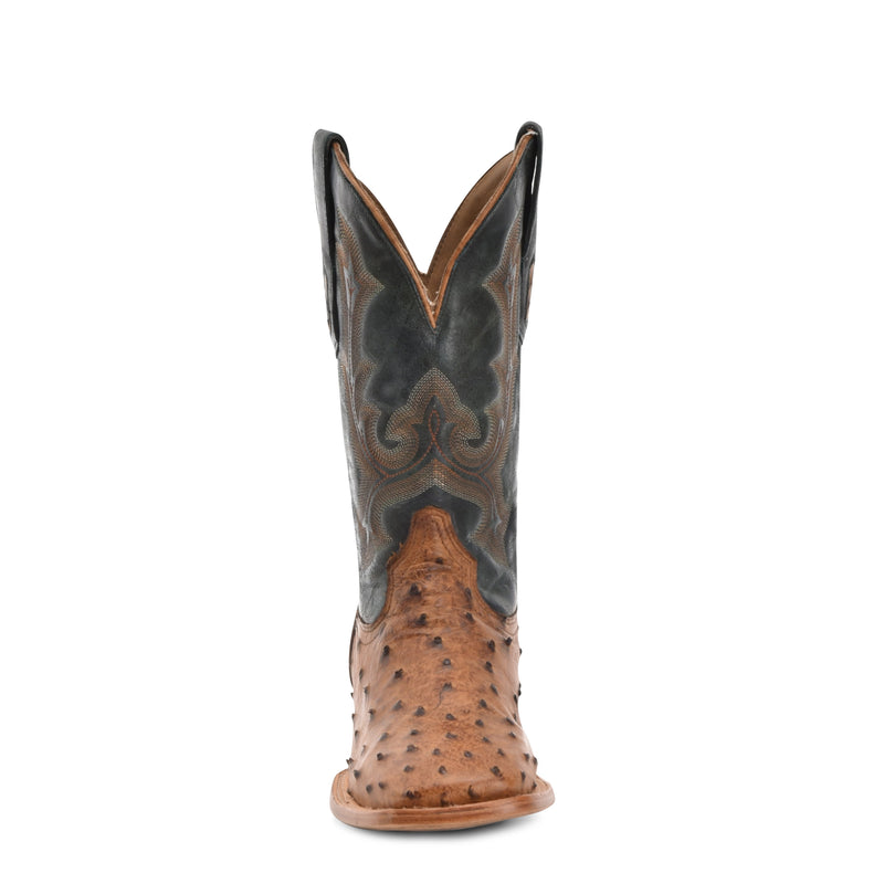 Corral - A4533 Embroidery/Tan Ostrich Vamp And Counter Olive Green Wide Square Toe Cowboy Boot