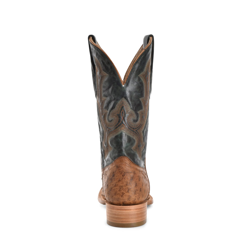 Corral - A4533 Embroidery/Tan Ostrich Vamp And Counter Olive Green Wide Square Toe Cowboy Boot