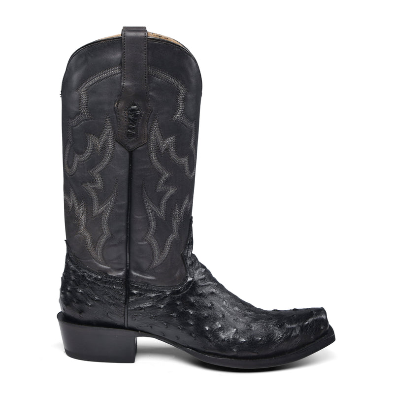 Corral - A4549 - Men's Embroidery/Ostrich Black Narrow Square Toe Cowboy Boot