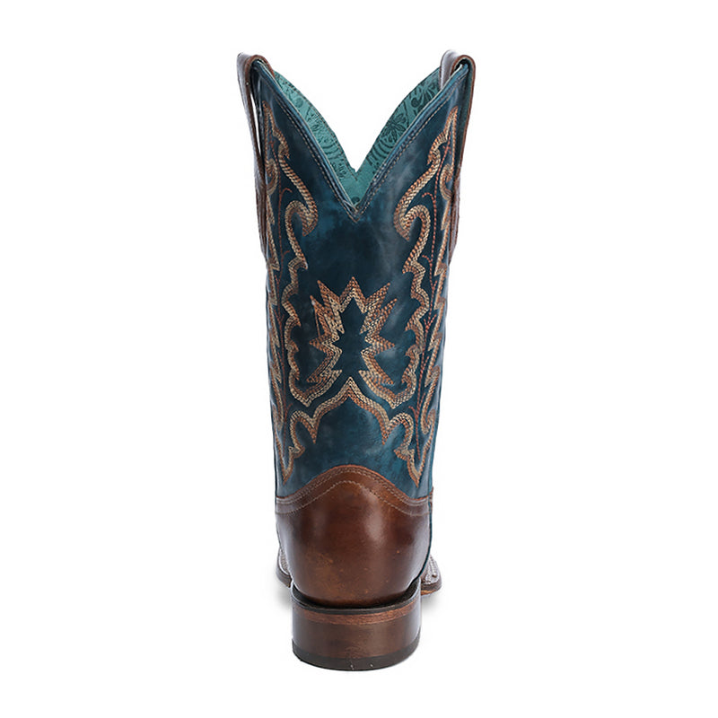 Corral - A4668 Tan Blue Embroidery Wide Square Toe