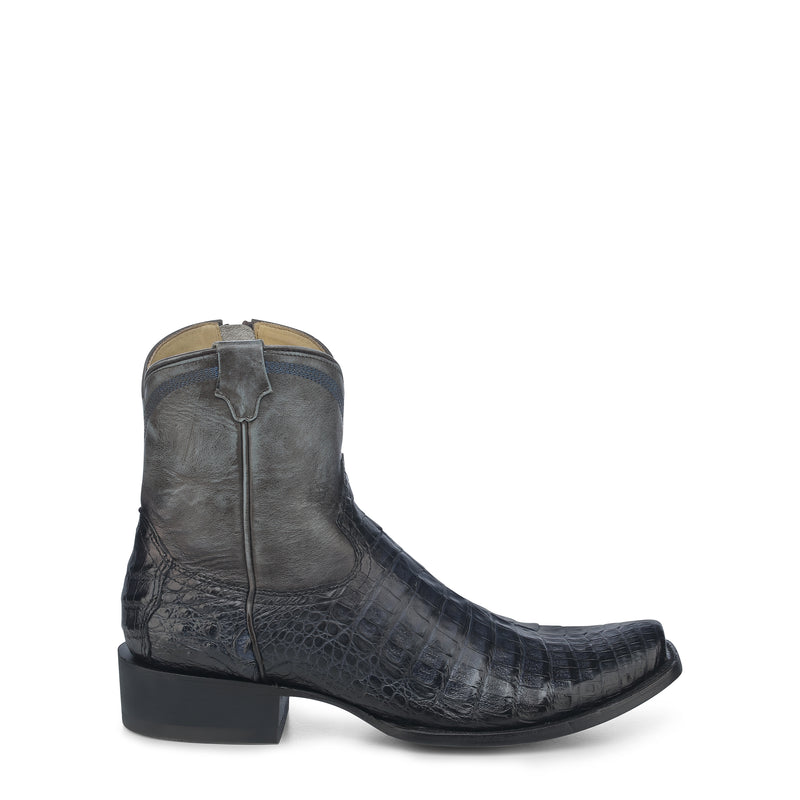 Corral - A4678 Blue Caiman Embroidery Narrow Square Toe