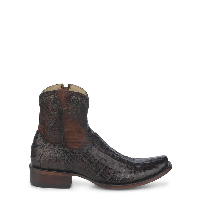 Corral - A4680 Chocolate Caiman Embroidery Narrow Square Toe