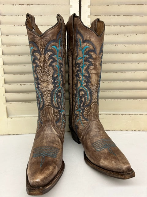 Corral - L5971 Ld Brown Hand Painted & Embroidery