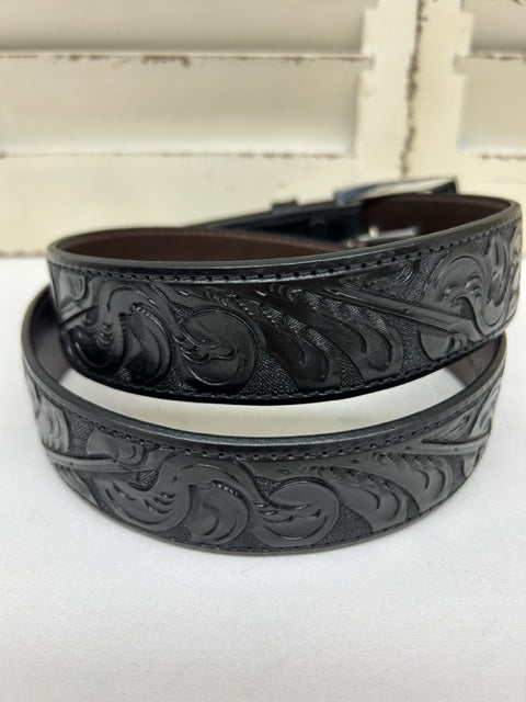 Chacon - 101B Black Hand Tooled Belt