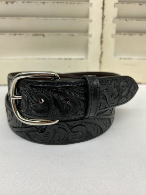 Chacon - 101B Black Hand Tooled Belt