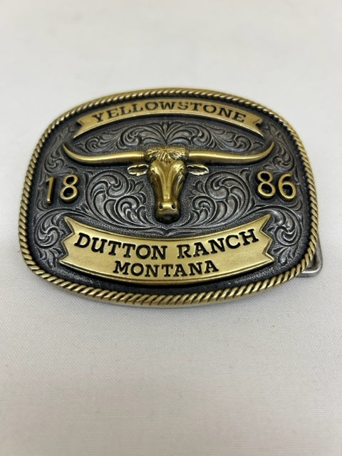 Montana Silversmiths Attitude- A969YEL  2T Yellowstone Longhorn  Buckle