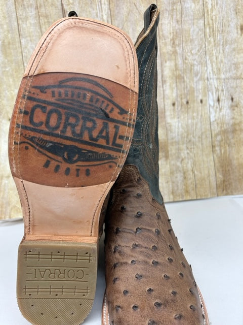 Corral - A4052 Orix/Navy Blue Ostrich  Wide Square Toe