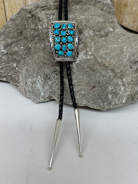 Sterling Silver - Silver and Turquoise and Bolo Tie