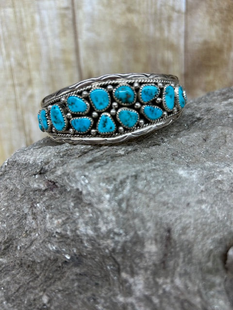 Sterling Silver - Sterling Silver and Multi Stone Turquoise Cuff