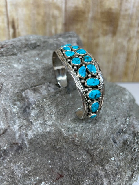 Sterling Silver - Sterling Silver  and Multi Stone Turquoise Cuff