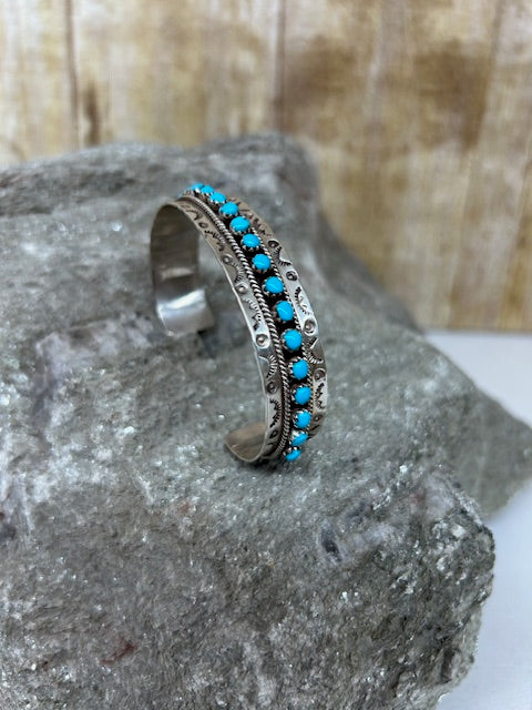 Sterling Silver - Sterling Silver  and  Turquoise Cuff