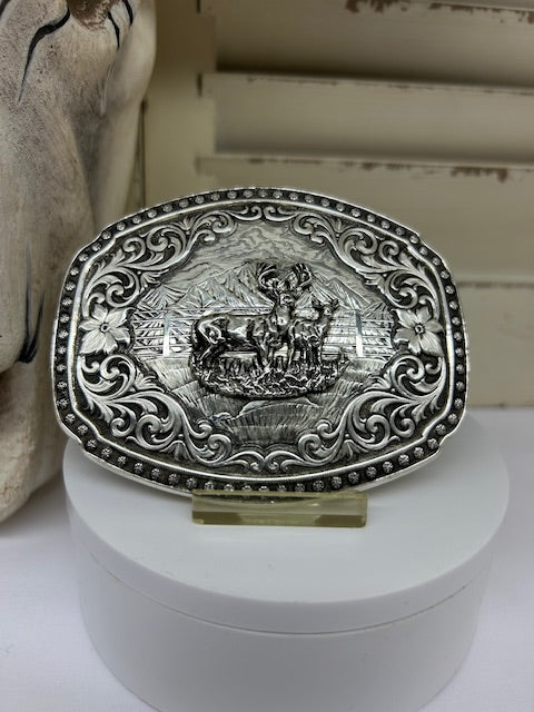 Montana Silversmiths - 2900RTS-977L Nature's Valor Buckle with Buck and Doe