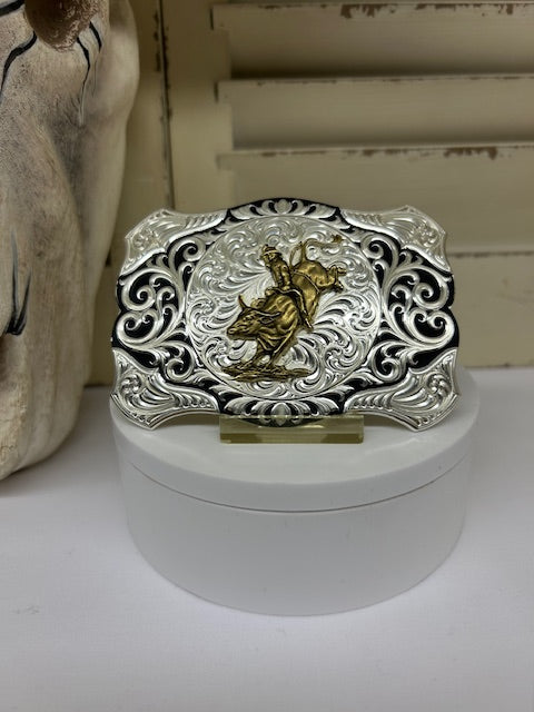 Montana Silversmiths - 257510-205H Painted Canyon Buckle with Bull Rider