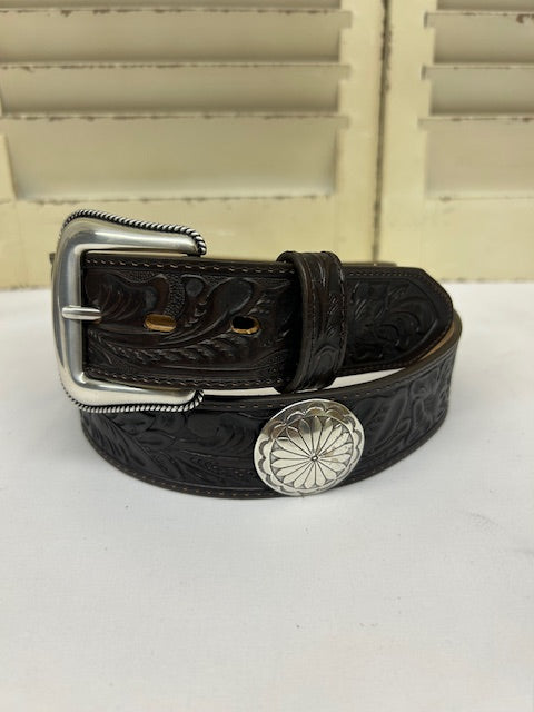Bootmaster Belt - C14258 Thunder Brown Tooled Concho Belt