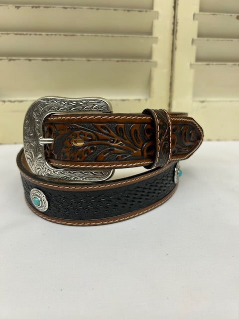 Bootmaster Belt - C14233 Durango Brown Tooled Concho Belt