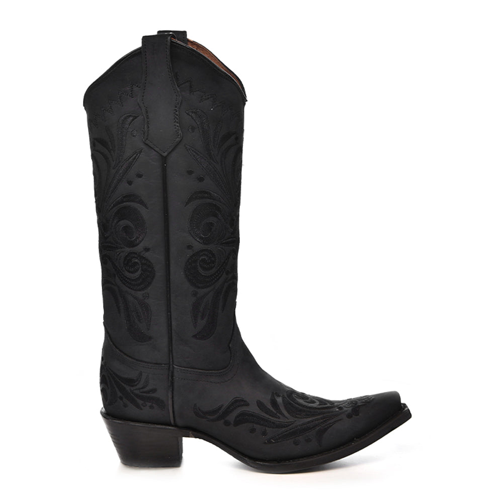 Corral - L5433 - Women’s Embroidery Black Snip Toe Cowboy Boot