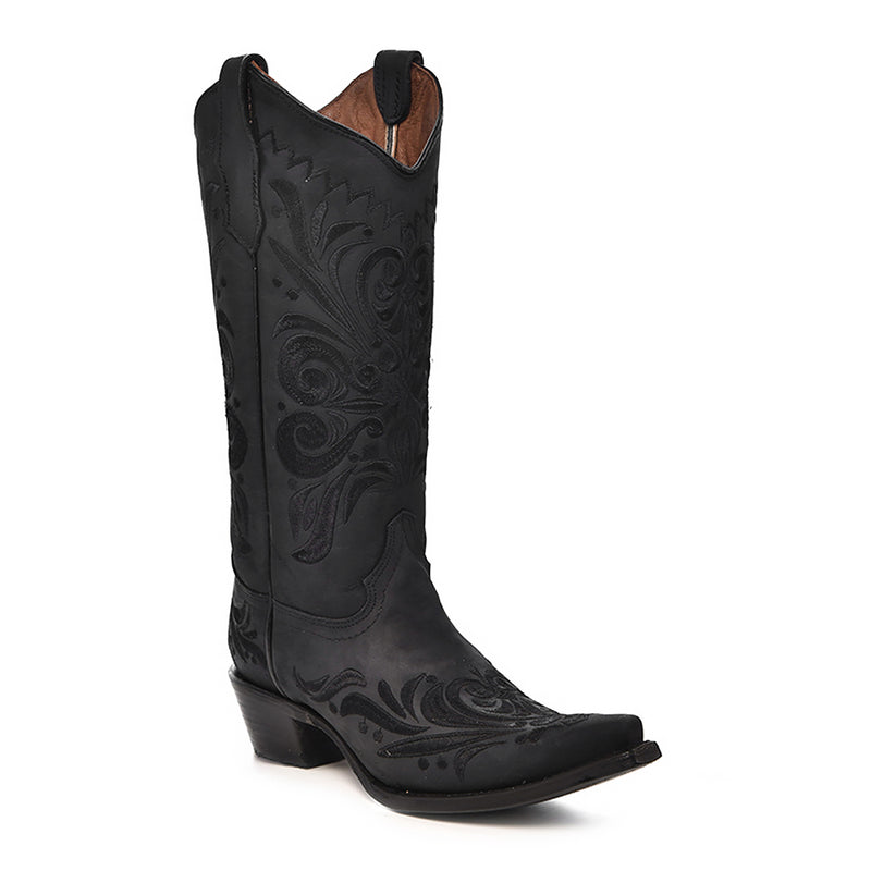 Corral - L5433 - Women’s Embroidery Black Snip Toe Cowboy Boot