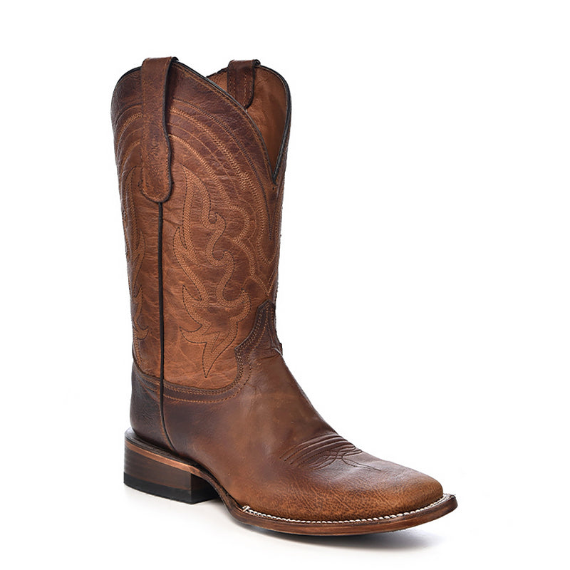 Corral - L5733 - Embroidery Brown Wide Square Toe Cowboy Boot