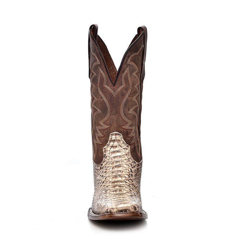 Corral - L5740 - Embroidered Natural Python Brown Square Toe Cowboy Boot