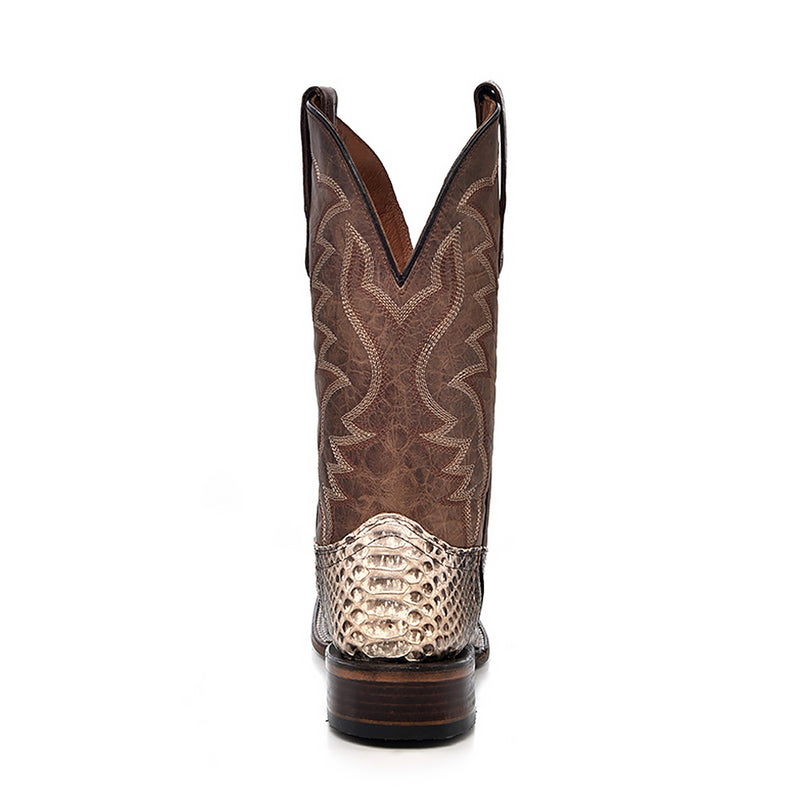 Corral - L5740 - Embroidered Natural Python Brown Square Toe Cowboy Boot