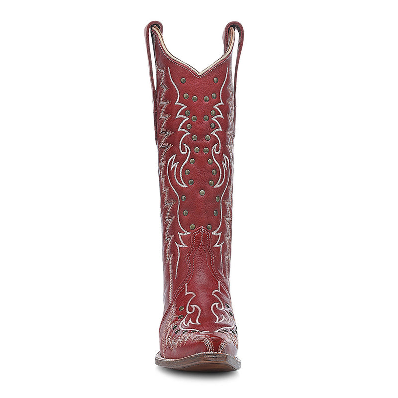 Corral - L6117 - Red Embroidered & Studded Cowboy Boot