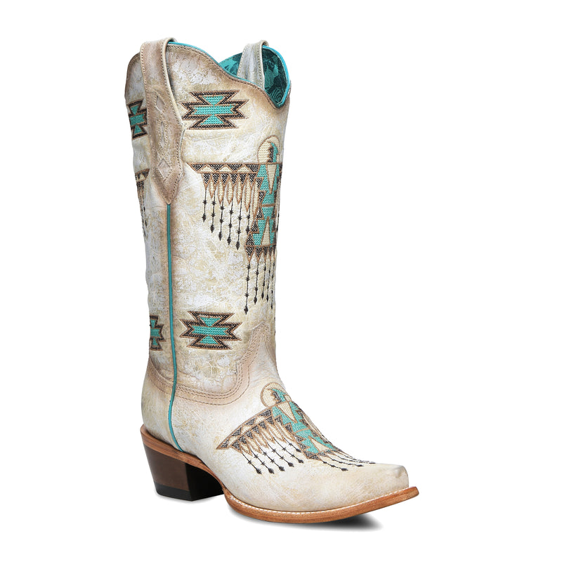 Corral -Z5410 - Women's Woven Eagle Turquoise Embroidery Snip Toe Cowboy Boot
