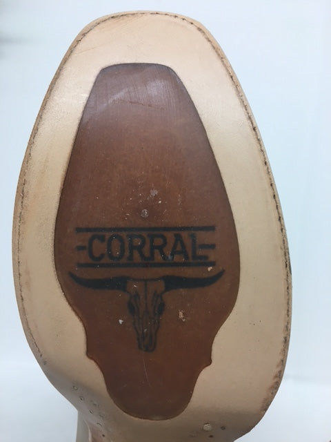 Corral - A4261 Sand/Green Narrow Square Toe