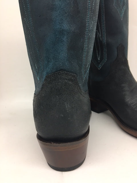 Lucchese - M3435.74 Black Suede/Blue Cowhide