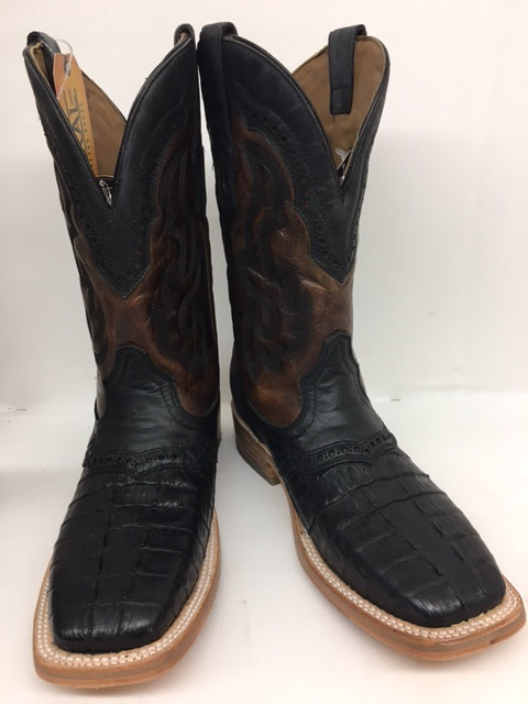 Corral - A4282 Black Caiman & Overlay Wide Square Toe