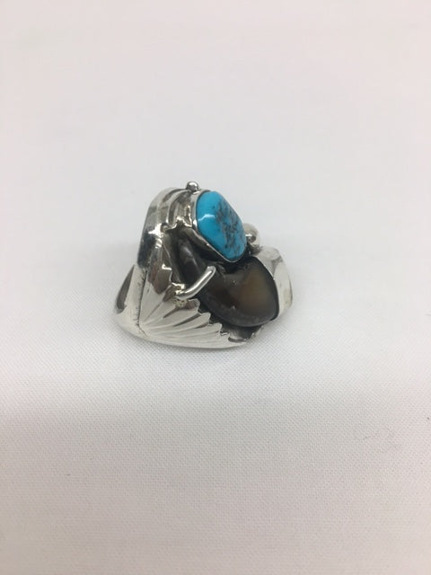 Sterling Silver Bear Claw & Turquoise Ring