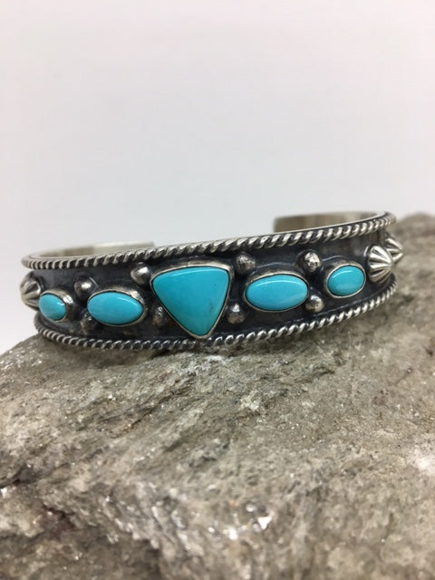 Sterling Silver - Sterling Silver and Turquoise Cuff