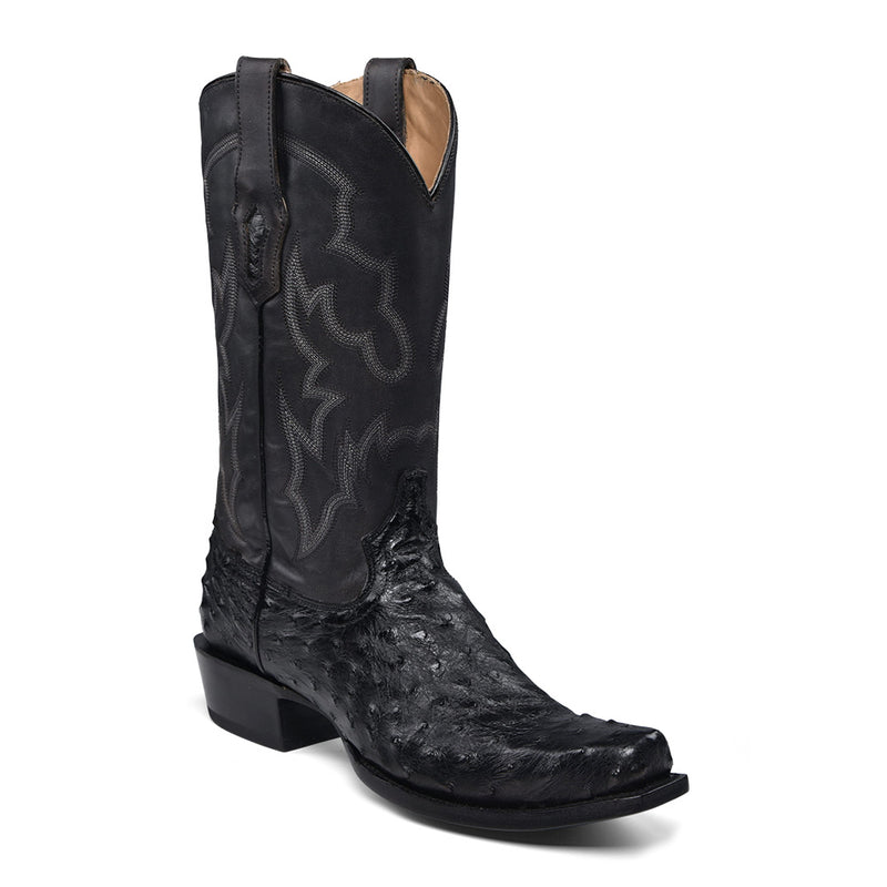 Corral - A4549 - Men's Embroidery/Ostrich Black Narrow Square Toe Cowboy Boot