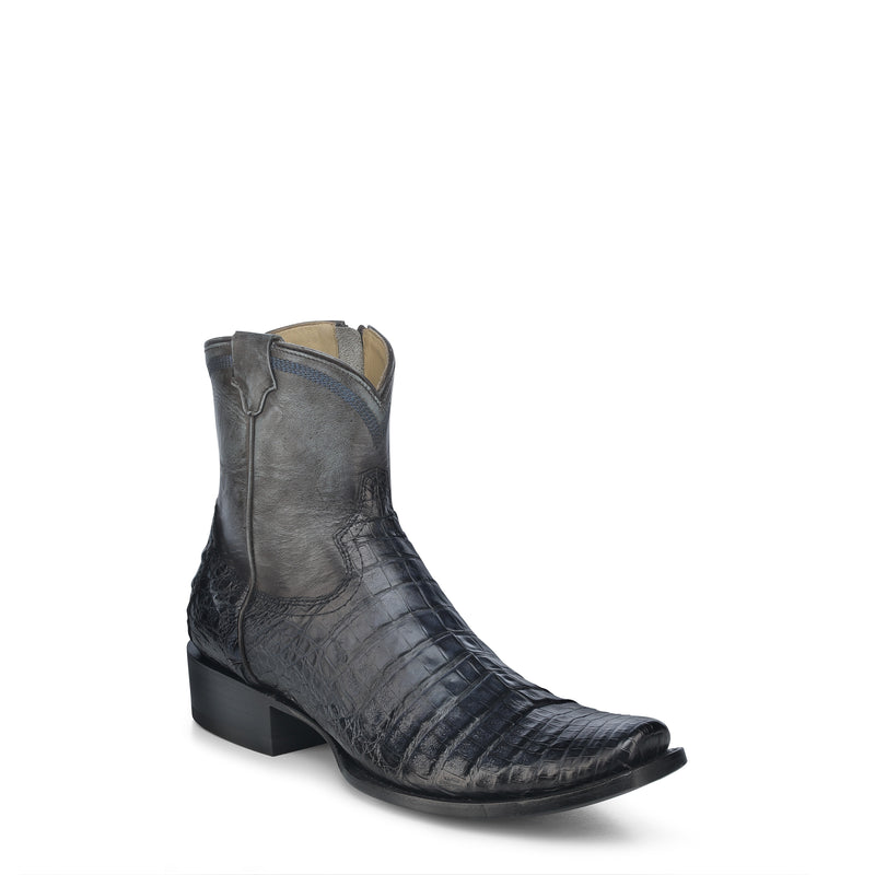 Corral - A4678 Blue Caiman Embroidery Narrow Square Toe