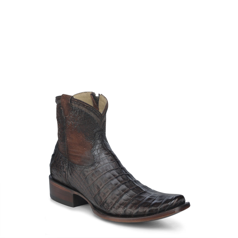 Corral - A4680 Chocolate Caiman Embroidery Narrow Square Toe