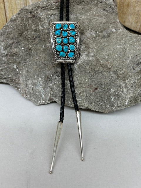 Sterling Silver - Silver and Turquoise and  Bolo Tie