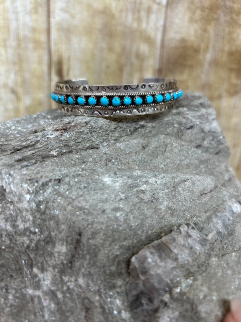 Sterling Silver - Sterling Silver  and  Turquoise Cuff