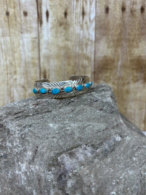 Sterling Silver - Sterling Silver and Turquoise Stones Cuff