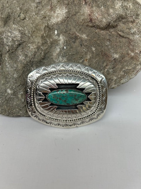 Sterling Silver - Sterling Silver and Turquoise Buckle