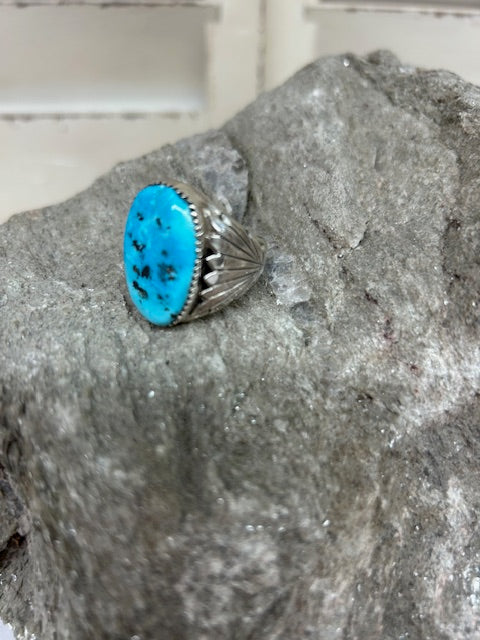 Men's Sterling Silver & Turquoise Ring