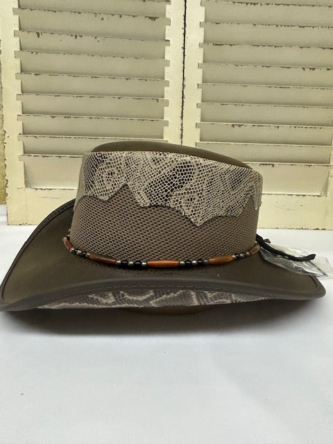 Head'n Home -  Sierra Bomber Taupe Python Print