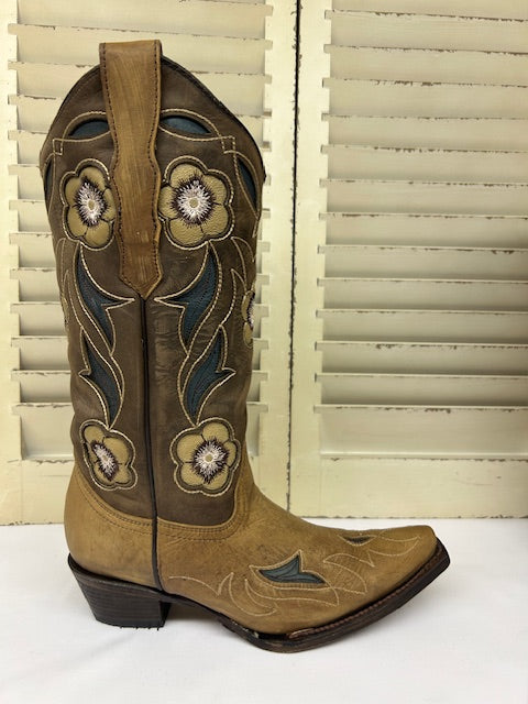 Corral - L6155- Sand Inlay & Embroidery Cowgirl Boot
