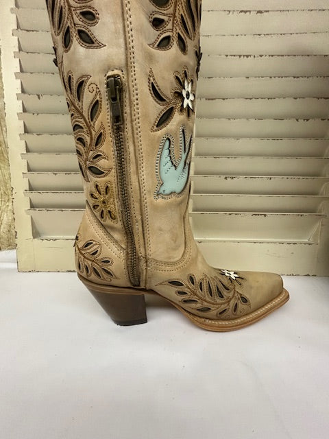 Corral - Z5429 Straw Laser and Flowers, Bird Inlays and Crystals