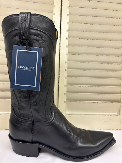 Lucchese -N1597.54  Bart Boot Black Cowhide Ranch Hand