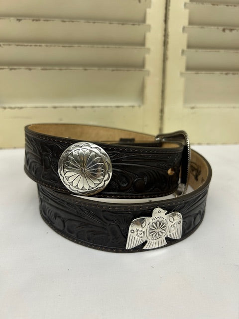 Bootmaster Belt - C14258 Thunder Brown Tooled Concho Belt