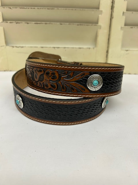 Bootmaster Belt - C14233 Durango Brown Tooled Concho Belt