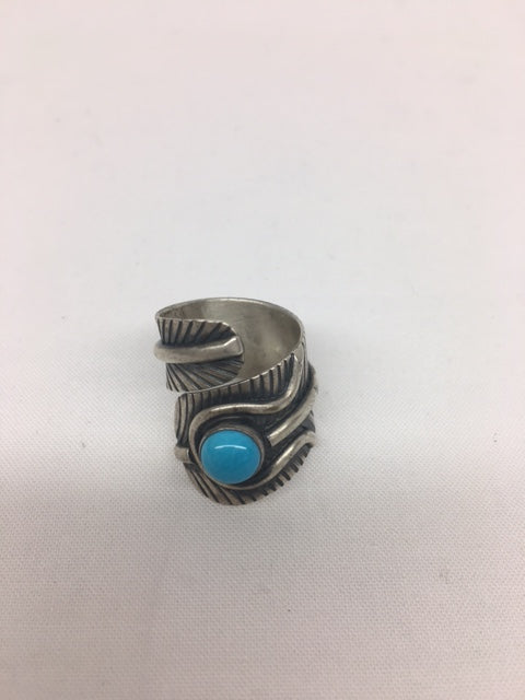 Sterling Silver & Turquoise Feather Ring
