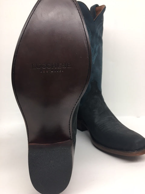 Lucchese - M3435.74 Black Suede/Blue Cowhide