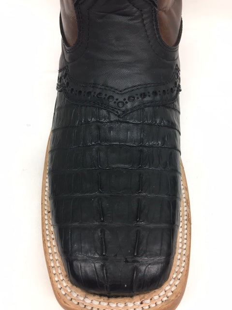 Corral - A4282 Black Caiman & Overlay Wide Square Toe