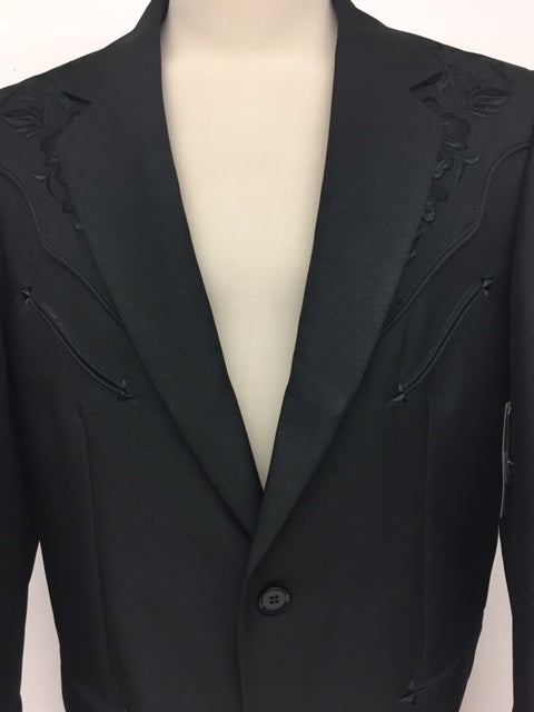 Scully - #P-733 Floral Tonal Embroidered Black Blazer in