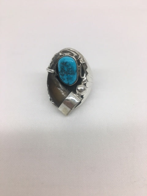 Copy of Sterling Silver Bear Claw & Turquoise Ring